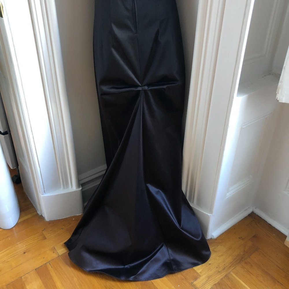 Maria Bianca Nero 90s Dark Eggplant Strapless Ball Gown Ruched Train Size L